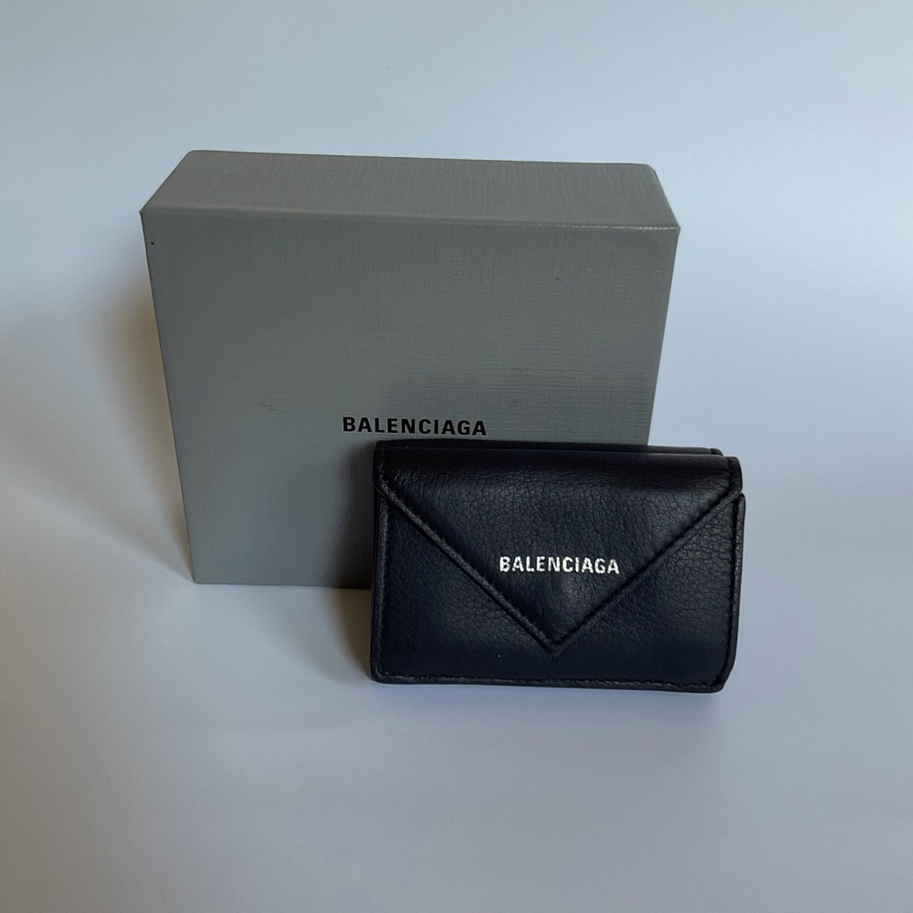 Balenciaga Mini Wallet Tri-fold Black Authentic Italy Leather - Picture 7 of 12